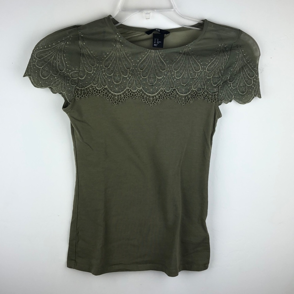 H&M Green Top with Lace Details